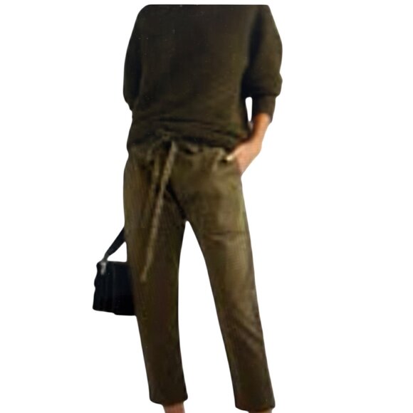 CURRENT ELLIOT Tabloid Pant NWT Paperbag Style Dark Army Green Size S NEW - Picture 4 of 11